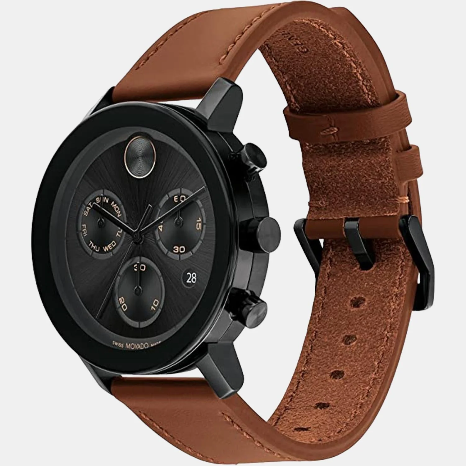 Bold Evolution Men Quartz Black Dial Chronograph Leather Watch 3600884 - Image 2