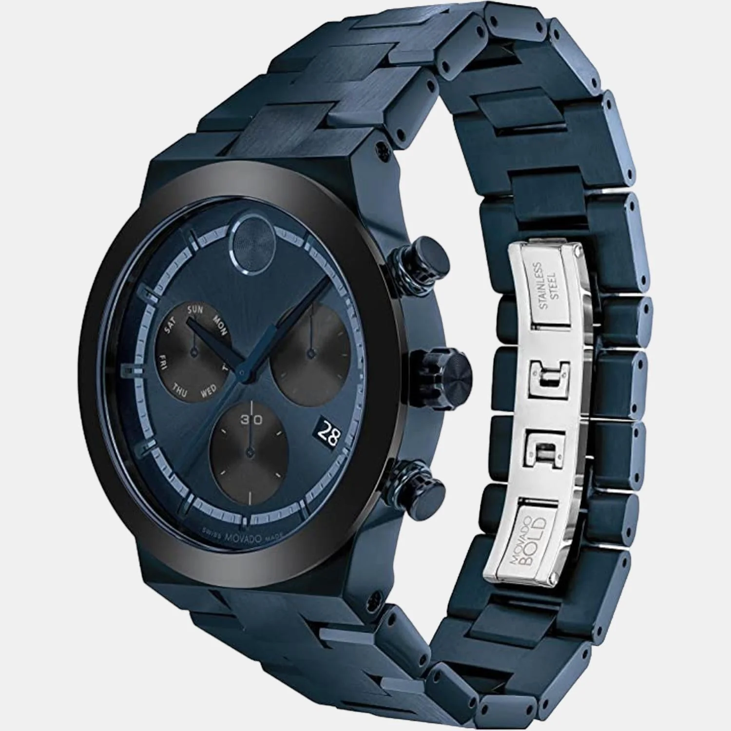 Bold Fusion Men Quartz Blue Dial Chronograph Stainless Steel Watch 3600859 - Image 2