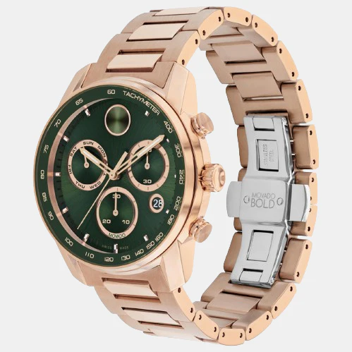 Bold Men Quartz Green Dial Chronograph Stainless Steel Watch 3601082 - Image 2