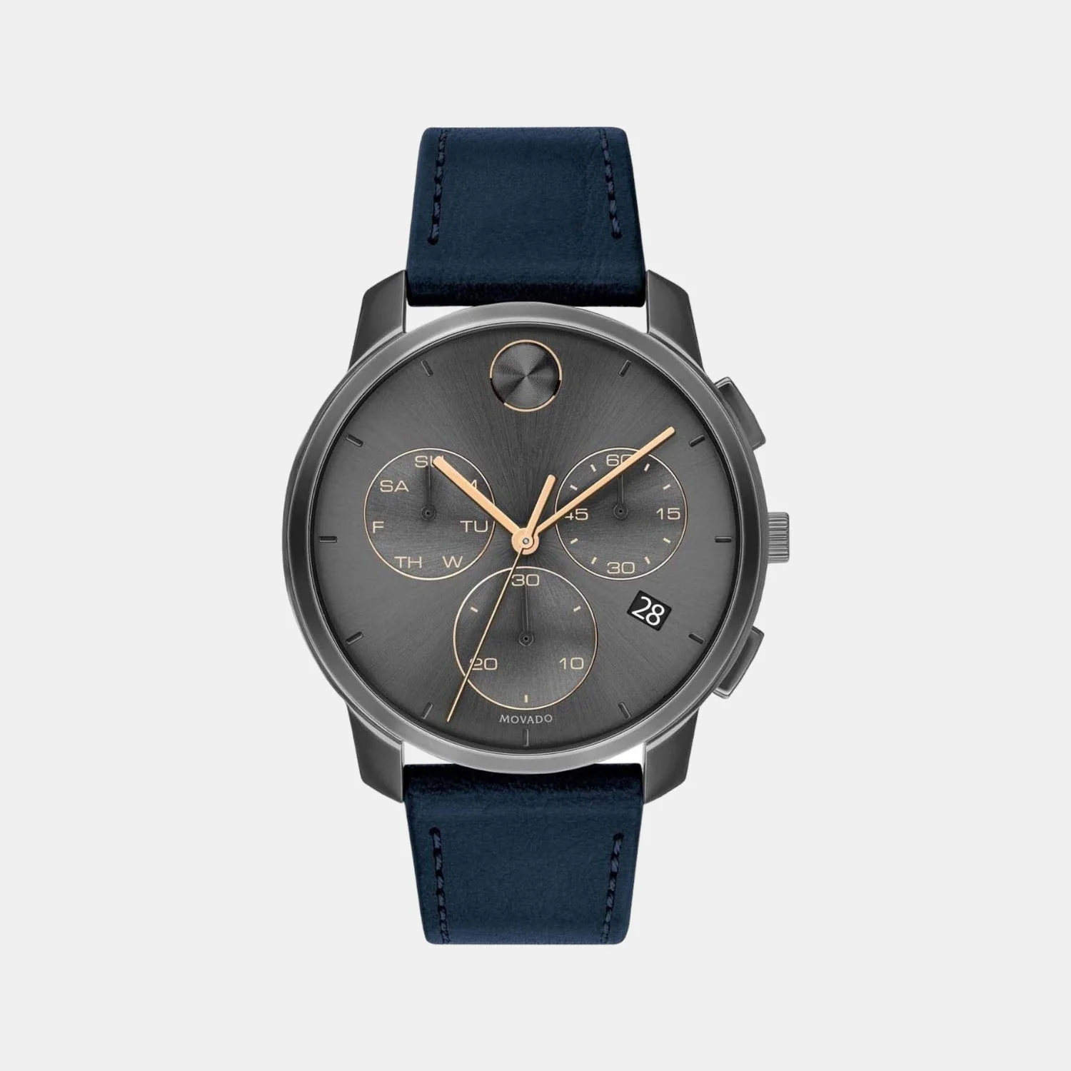 Bold Men Quartz Grey Dial Chronograph Leather Watch 3600720