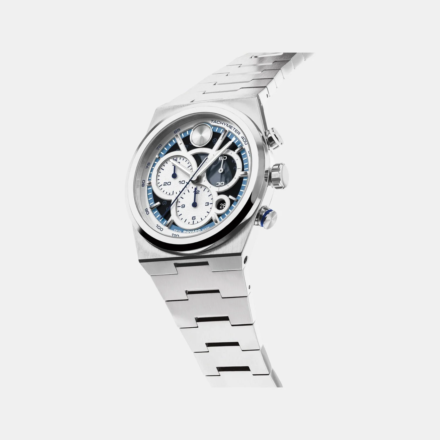 Bold Men Quartz Silver & Blue Dial Chronograph Stainless Steel Watch 3601304 - Image 2