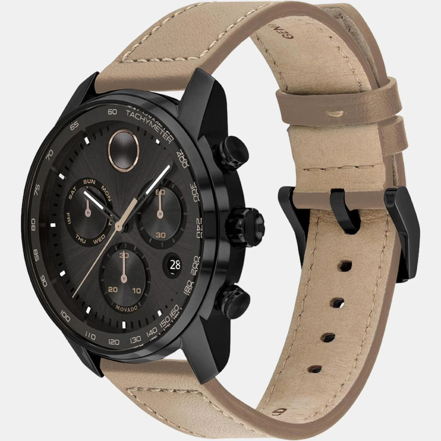 Bold Verso Men Quartz Black Dial Chronograph Leather Watch 3600738 - Image 2