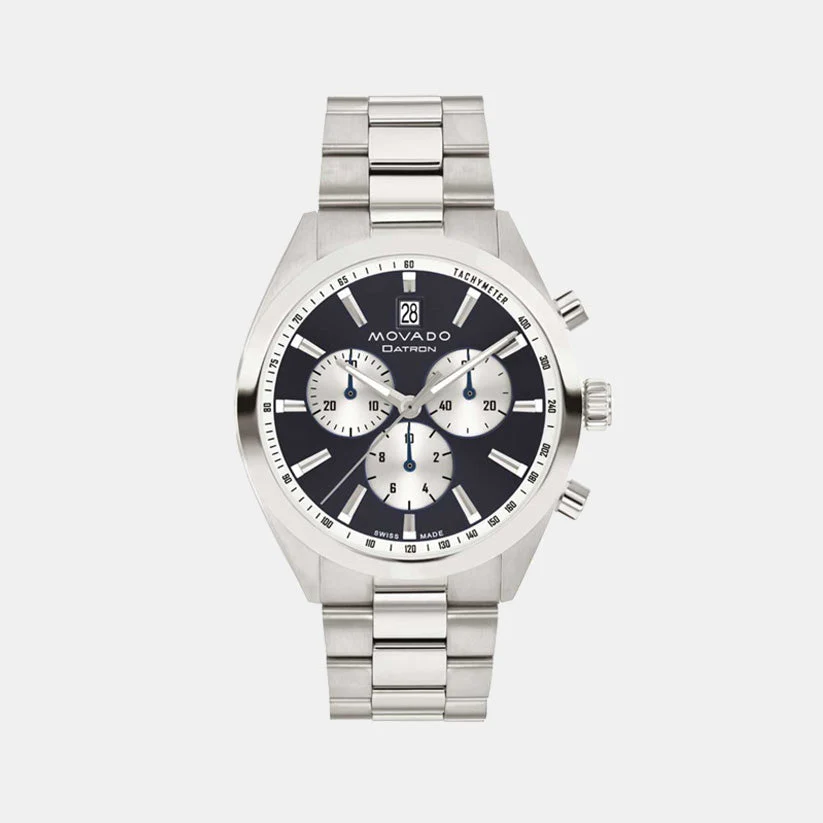 Datron Men Quartz Navy Blue Dial Chronograph Stainless Steel Watch 3650179