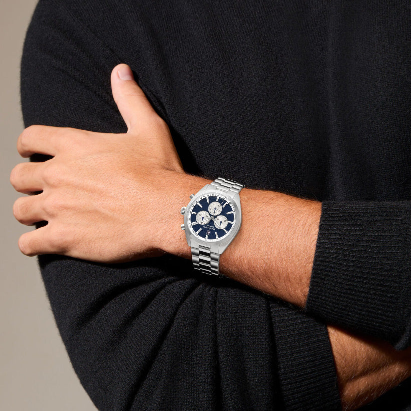 Datron Men Quartz Navy Blue Dial Chronograph Stainless Steel Watch 3650179 - Image 4