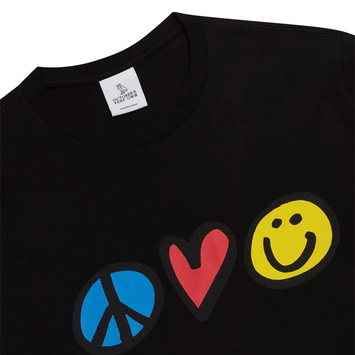 Ovo Peace Love Happiness T-shirt Black - Image 2