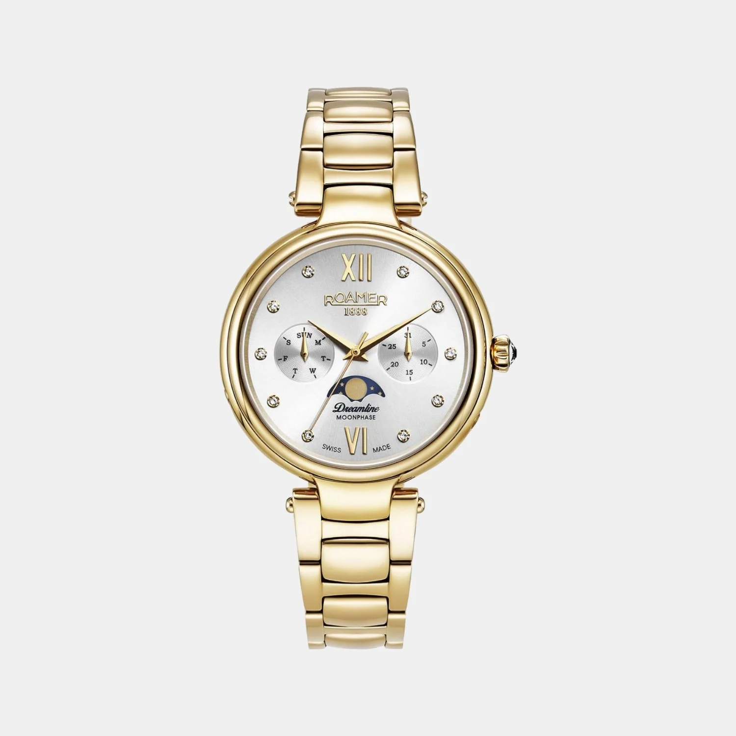 Dreamline Moonphase Women Quartz Silver Dial Analog Stainless Steel Watch 858801 48 29 50