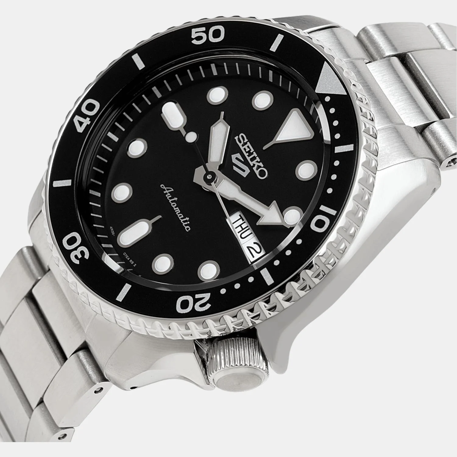5 Sports Men Automatic Black Dial Analog Stainless Steel Watch SRPD55K1 - Image 2