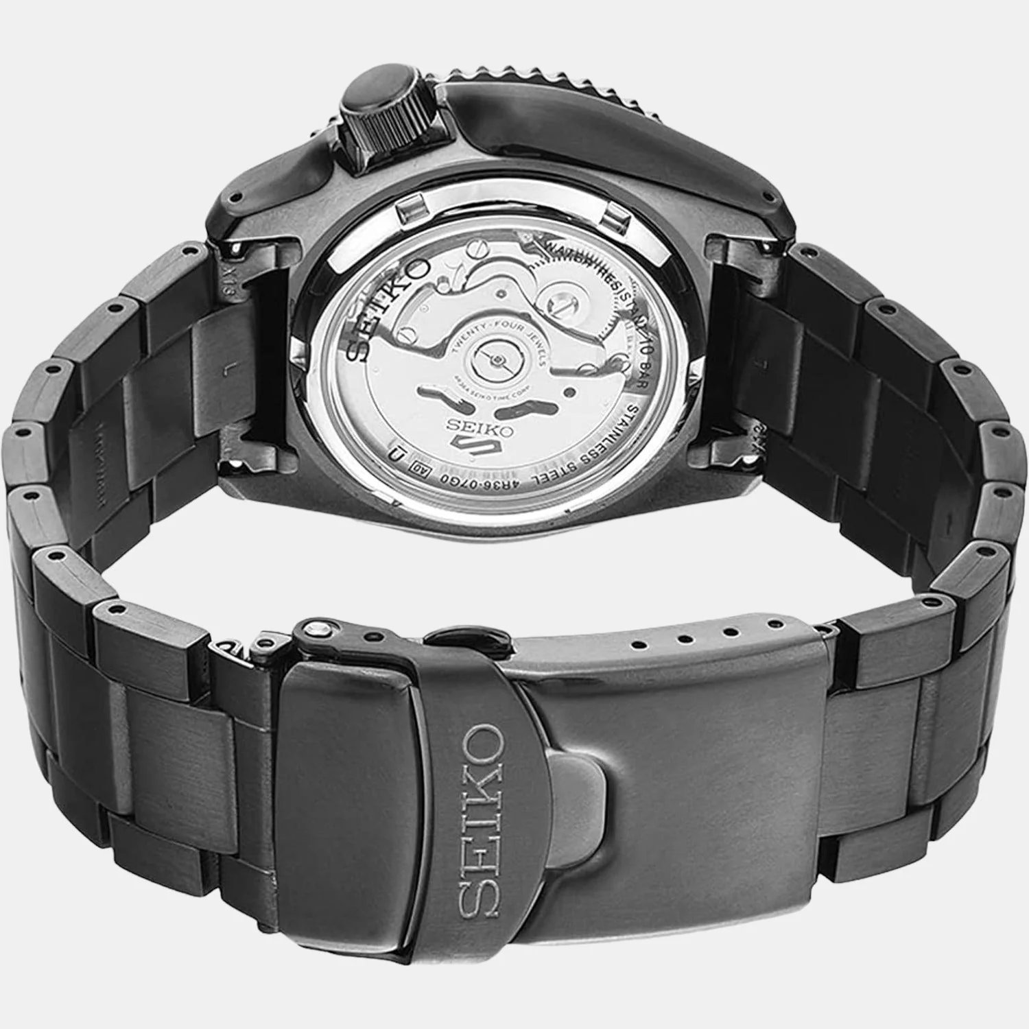 5 Sports Men Automatic Black Dial Analog Stainless Steel Watch SRPD65K1 - Image 4