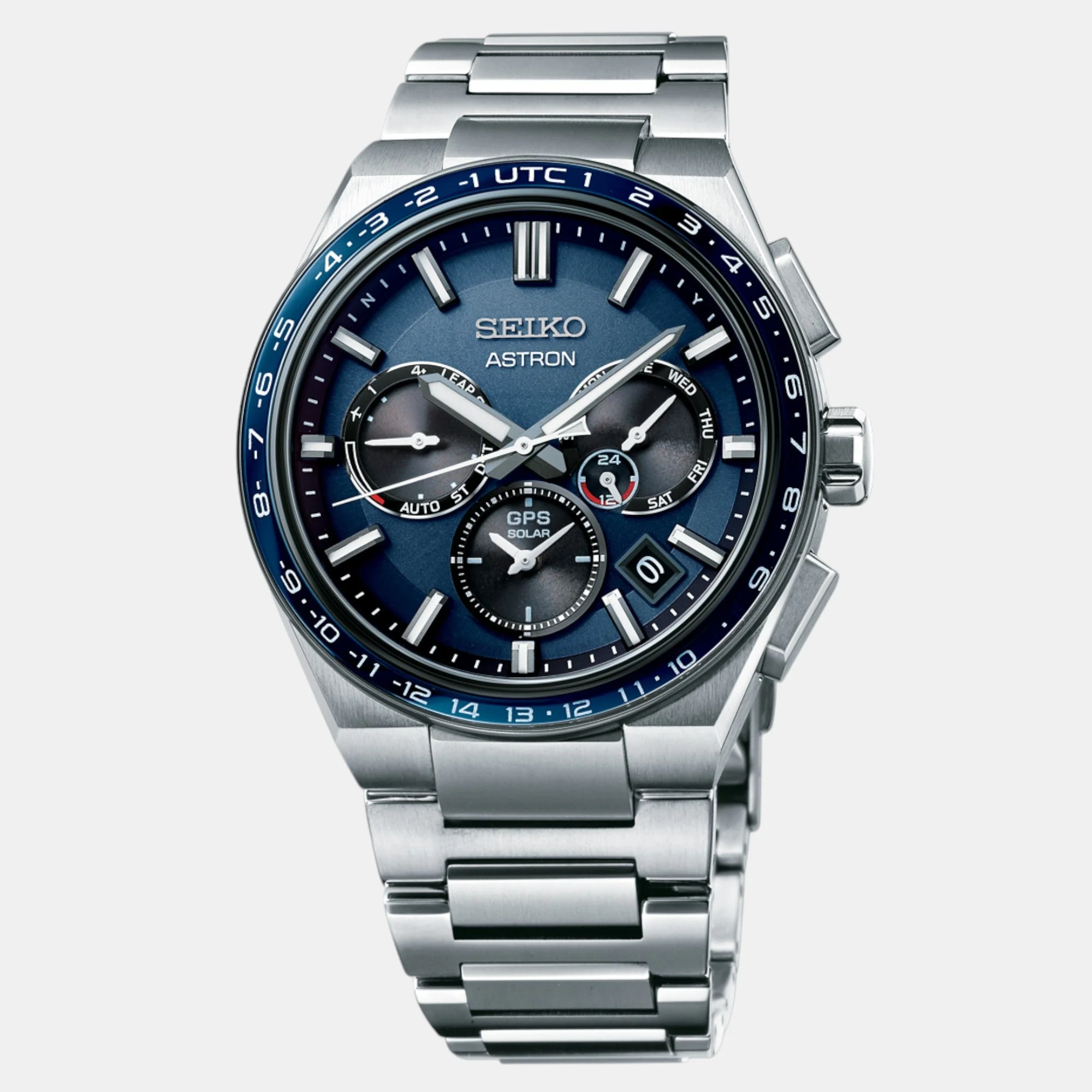 Astron Men Solar Blue Dial Chronograph Stainless Steel Watch SSH109J1 - Image 2