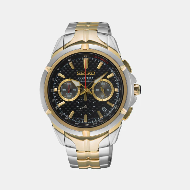 Coutura Men Quartz Black Dial Chronograph Stainless Steel Watch SSB434P9