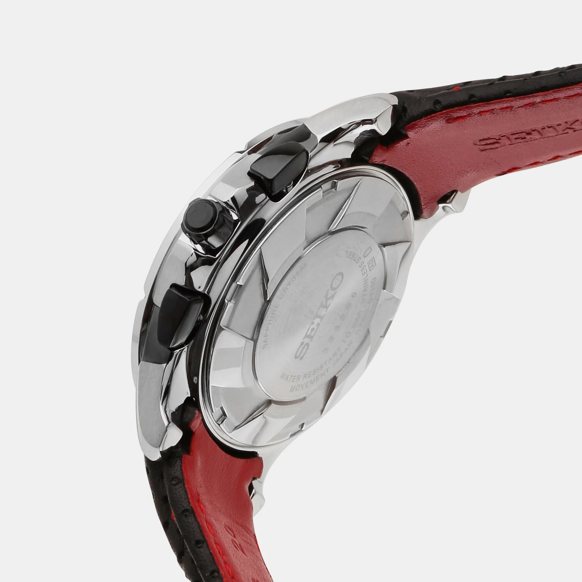 Coutura Men Quartz Red Dial Chronograph Leather Watch SSB435P9 - Image 3