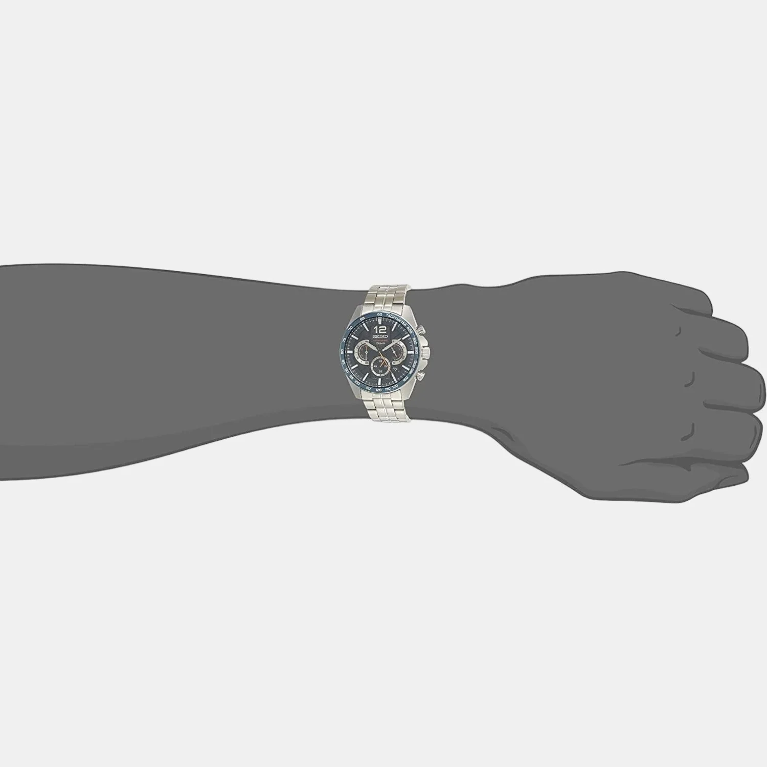 Dress Men Quartz Blue Dial Chronograph Stainless Steel Watch SSB345P1 - Image 5