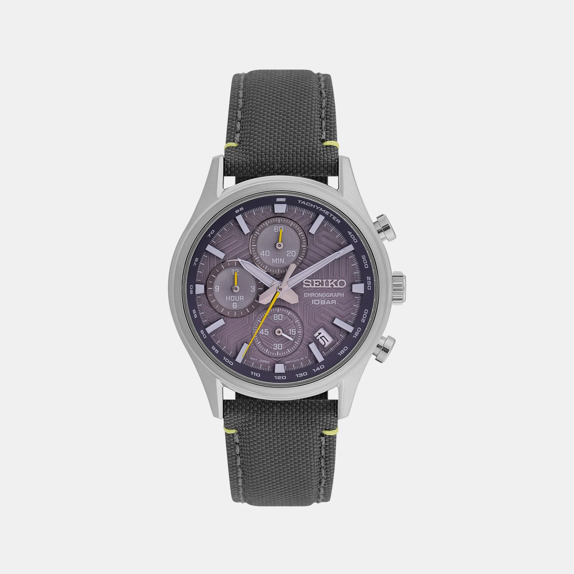 Dress Men Quartz Grey Dial Chronograph Leather Watch SSB423P1