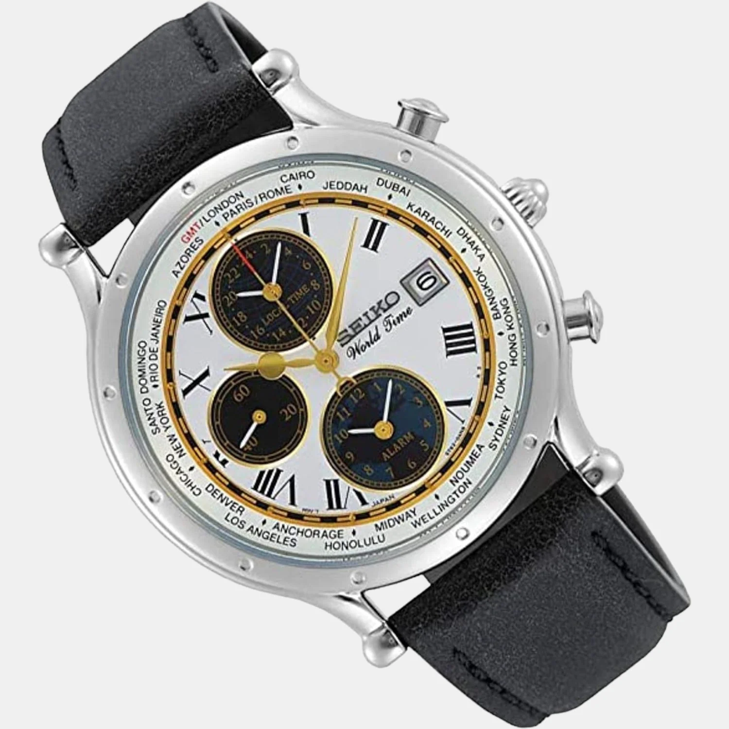 Dress Men Quartz White Dial Chronograph Leather Watch SPL055P1 - Image 2