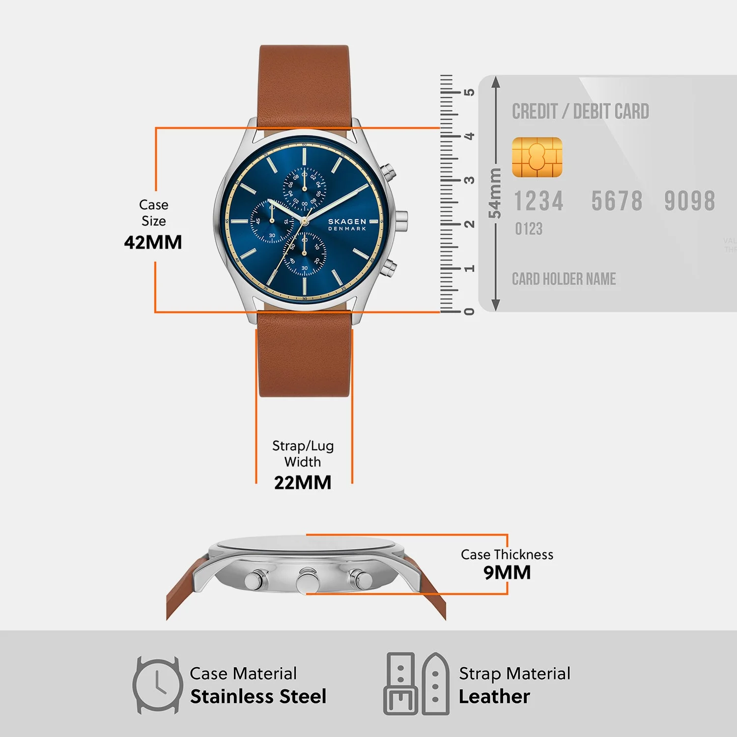 Holst Men Quartz Blue Dial Chronograph Stainless Steel Watch SKW6916 - Image 5