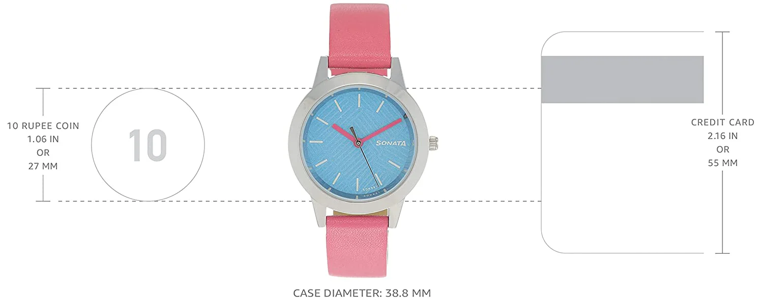 Splash Blue Dial & Bubble Gum Pink Leather Strap - Image 2