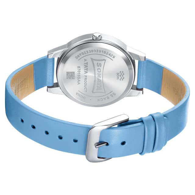 Splash Pink Dial Sky Blue leather Strap - Image 3
