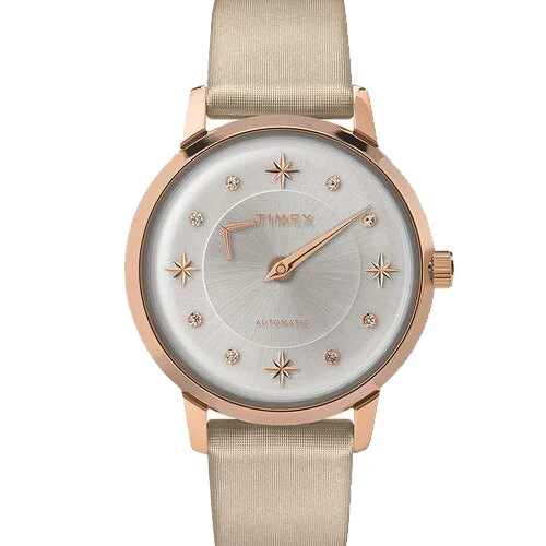 Timex City Collection Celestial Women's Mechanical Automatic Wind Silver-Tone Dial Automatic Function Watch 38mm TW2T86400
