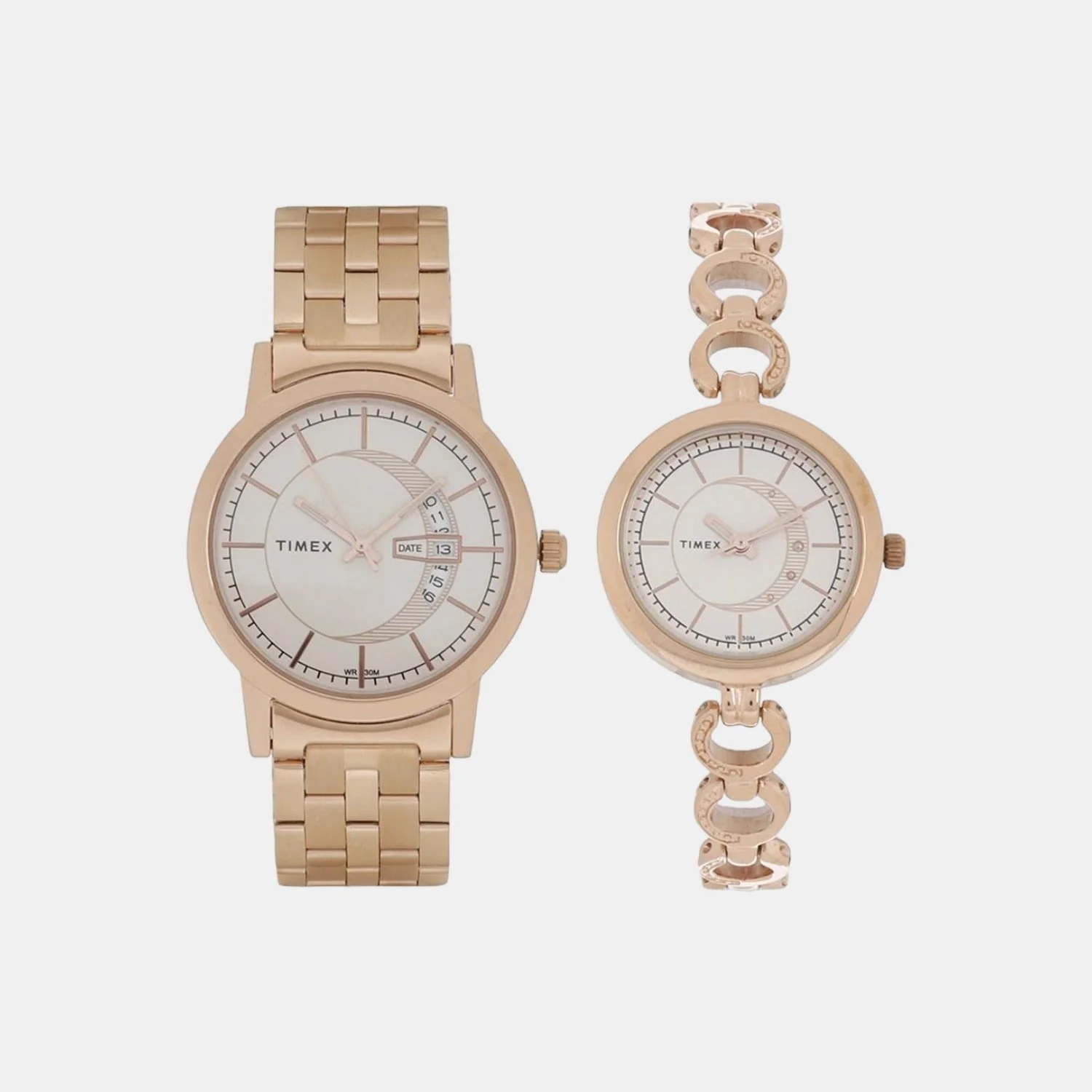Couple Quartz Silver Dial Analog Stainless Steel Watch TW00PR231