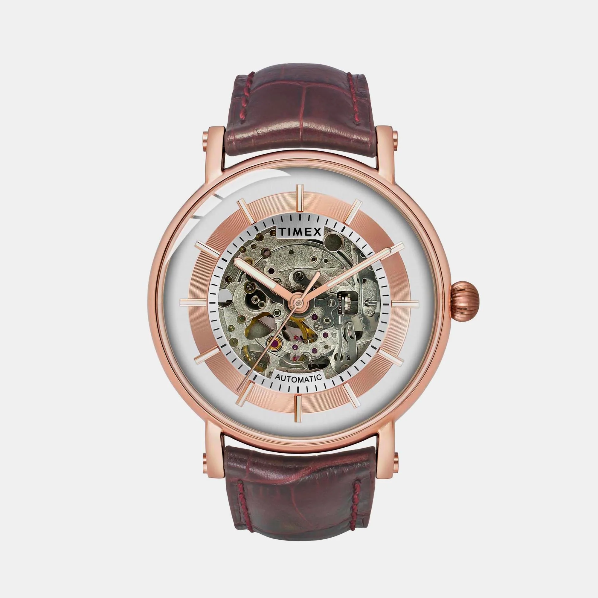 E Class Men Automatic Silver Dial Analog Leather Watch TWEG16719