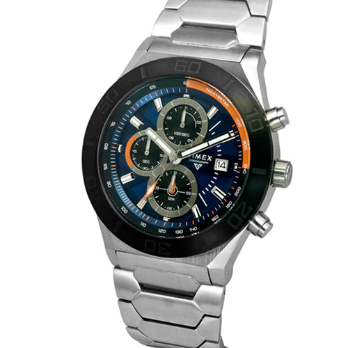 Timex E Class Men Blue Round Dial Analog Chronograph Watch 44mm TWEG24900 - Image 2