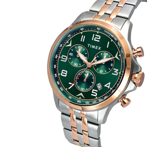 Timex E Class Men Green Round Dial Analog Chronograph Watch 47.7mm TWEG25102 - Image 2