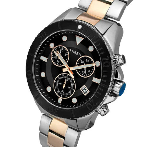 Timex E Class Men's Black Dial Round Case Chronograph Date Function Watch 47mm TWEG20102 - Image 2