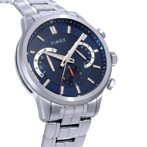 Timex E Class Men's Blue Dial Round Case Chronograph Function Watch 44mm TWEG18600 - Image 2