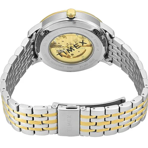 Timex E Class Trend Men Automatic Blue Round Stainless Steel Dial Watch 42mm TWEG23505 - Image 3