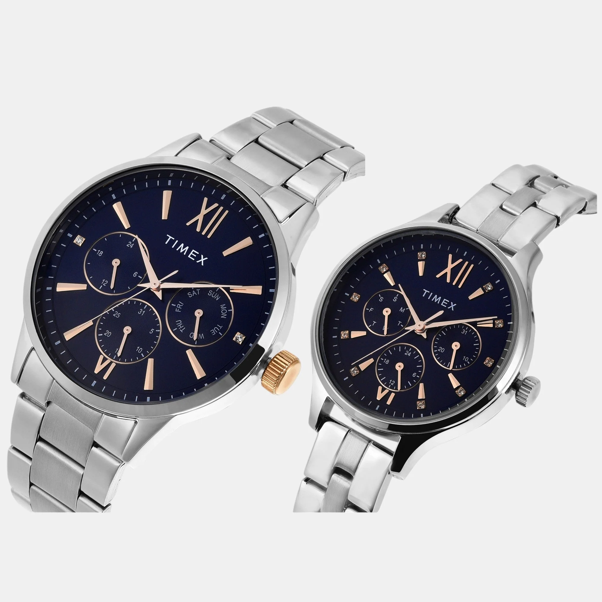 Fashion Couple Quartz Blue Dial Multi-Function Stainless Steel Watch TW00PR305 - Image 2