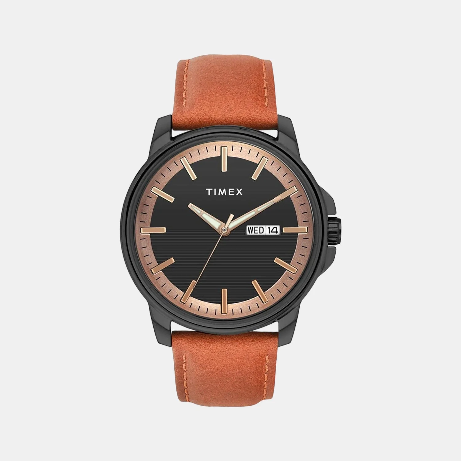 Fashion Men Quartz Black Dial Analog Leather Watch TWEG17212