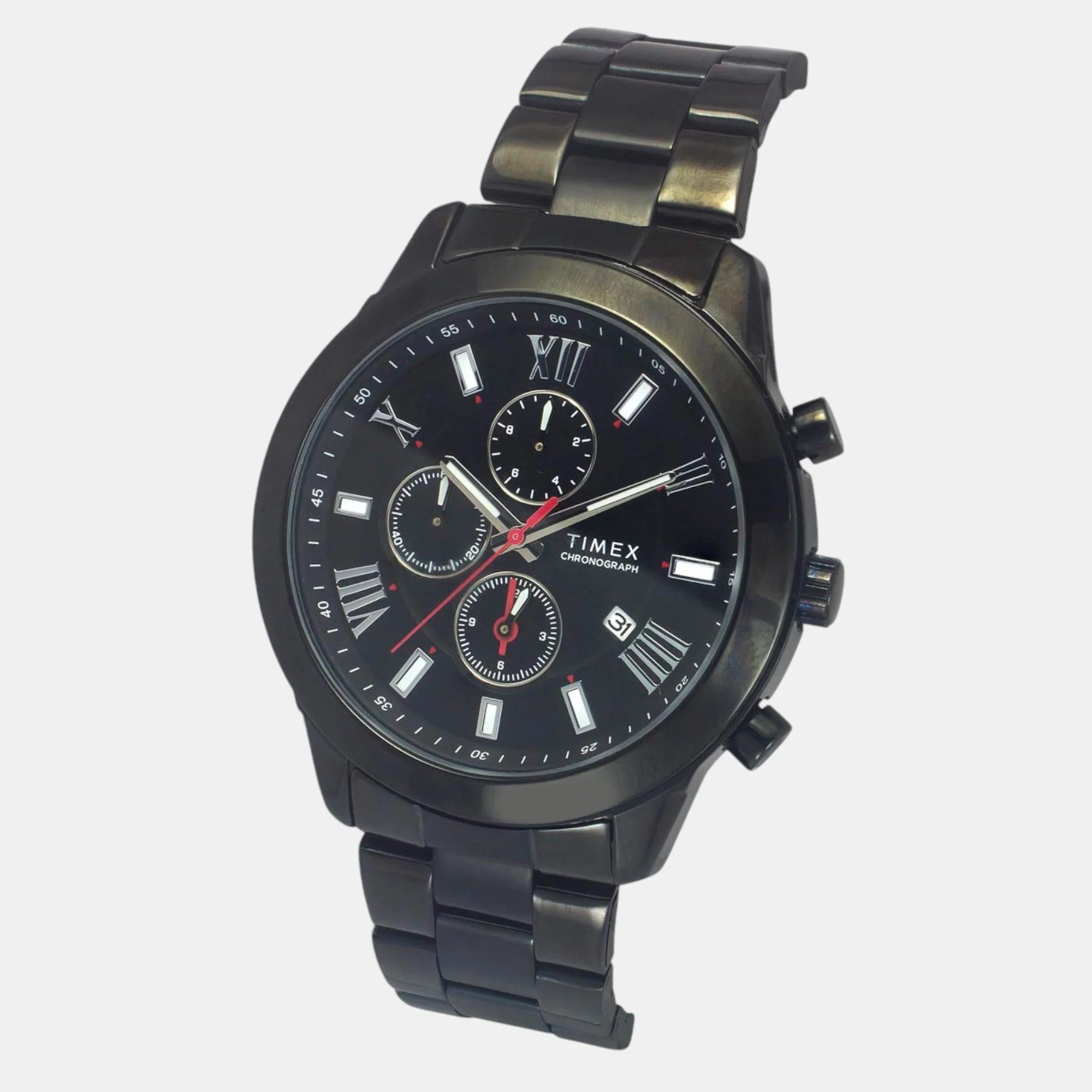Fashion Men Quartz Black Dial Chronograph Stainless Steel Watch TWEG18518 - Image 2