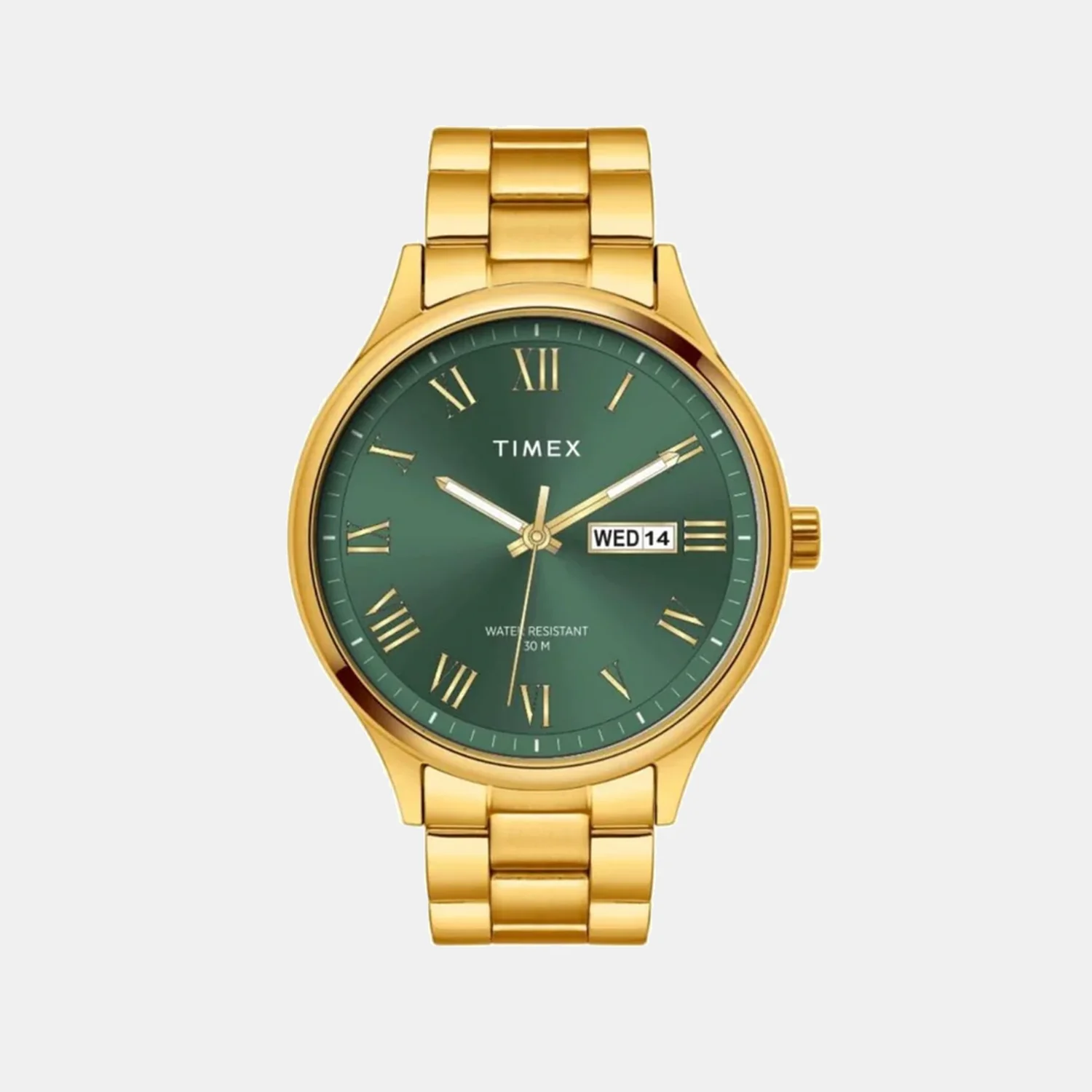 Fashion Men Quartz Green Dial Analog Stainless Steel Watch TWEG18446