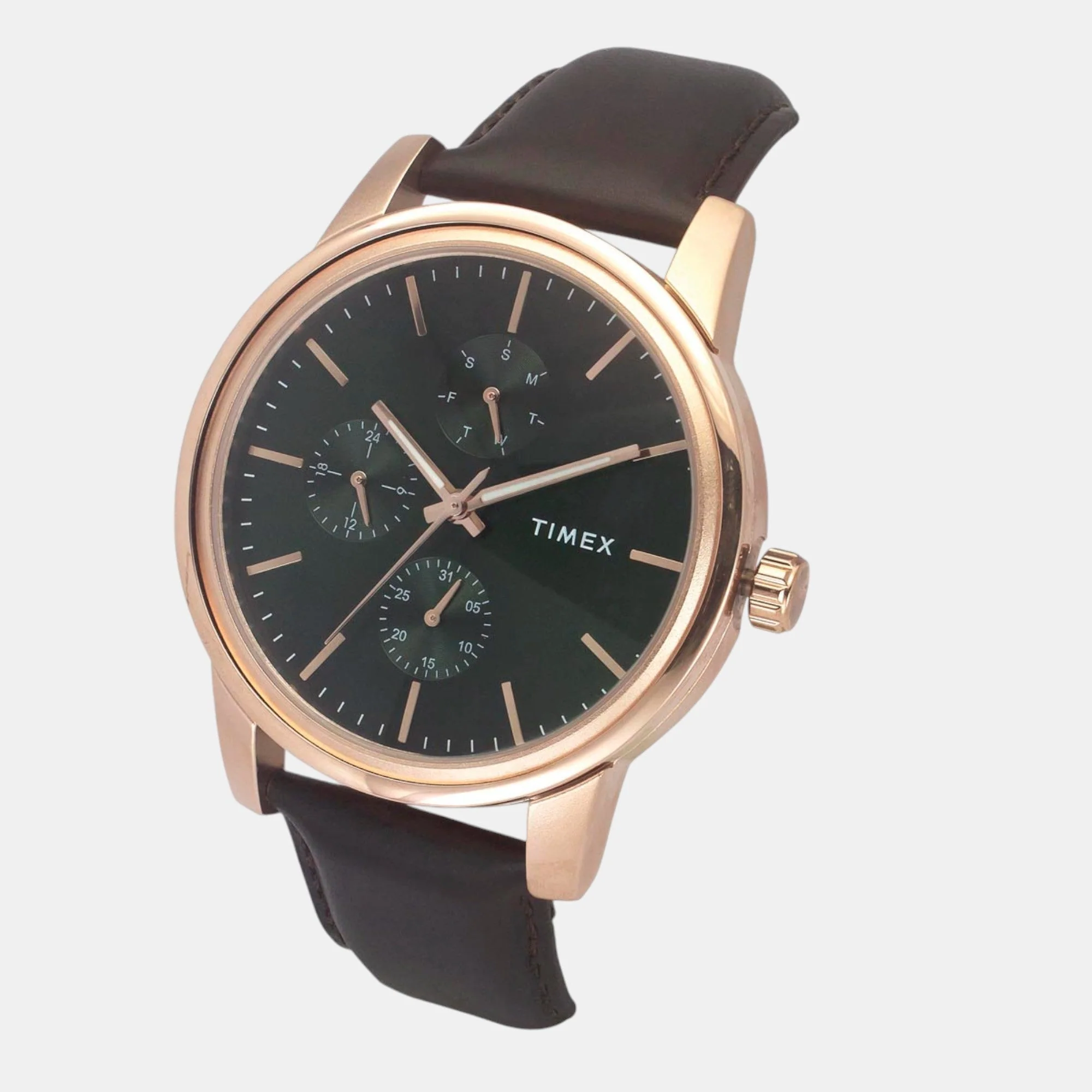 Fashion Men Quartz Green Dial Multi-Function Leather Watch TWEG18905 - Image 2