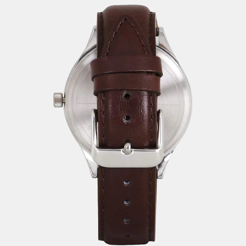 Fashion Men Quartz Grey Dial Analog Leather Watch TW000T315 - Image 3