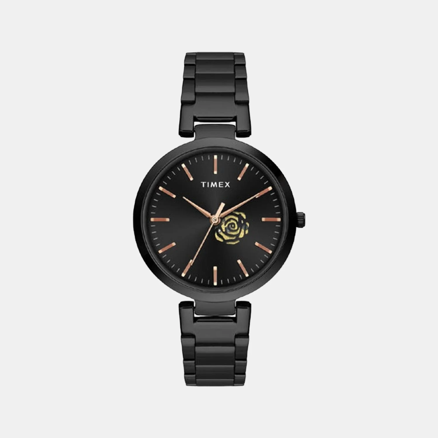 Fashion Women Quartz Black Dial Analog Stainless Steel Watch TW000X225