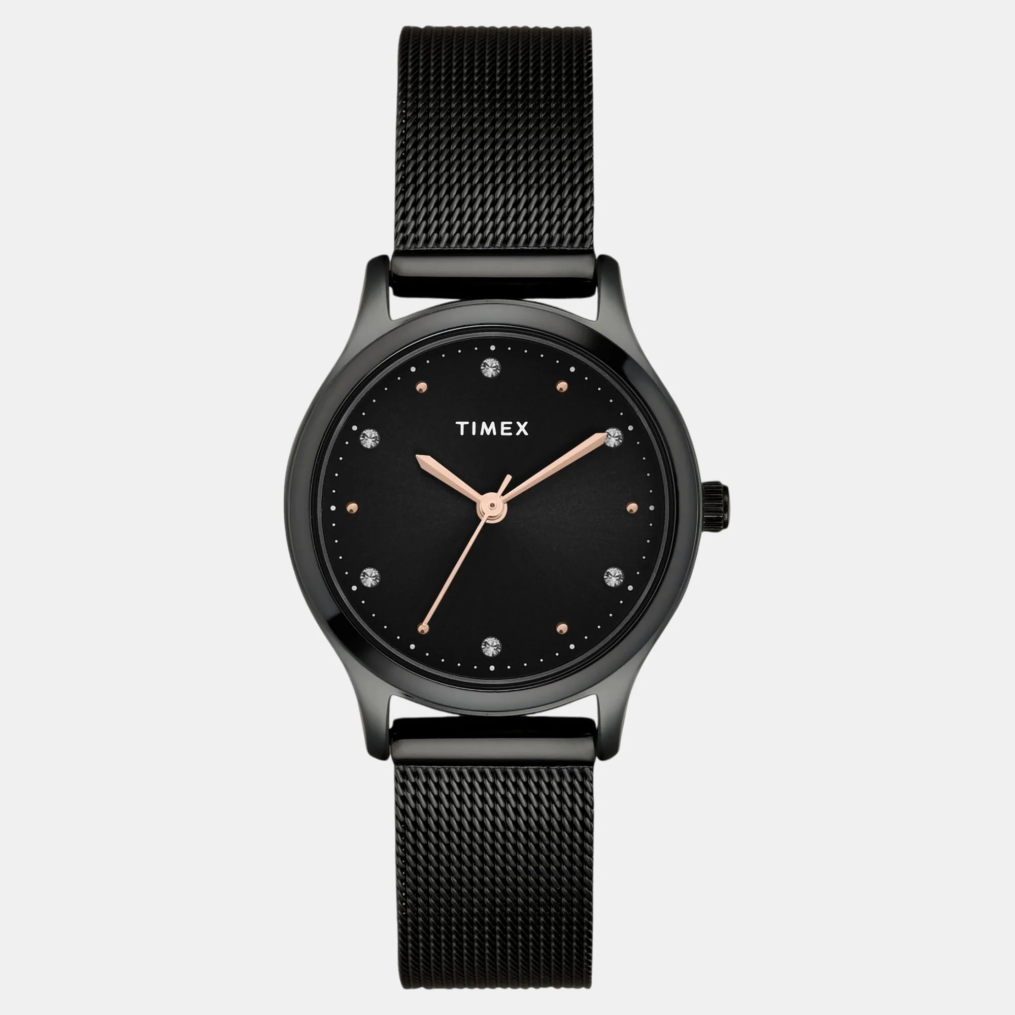 Fashion Women Quartz Black Dial Analog Stainless Steel Watch TW0TL8716