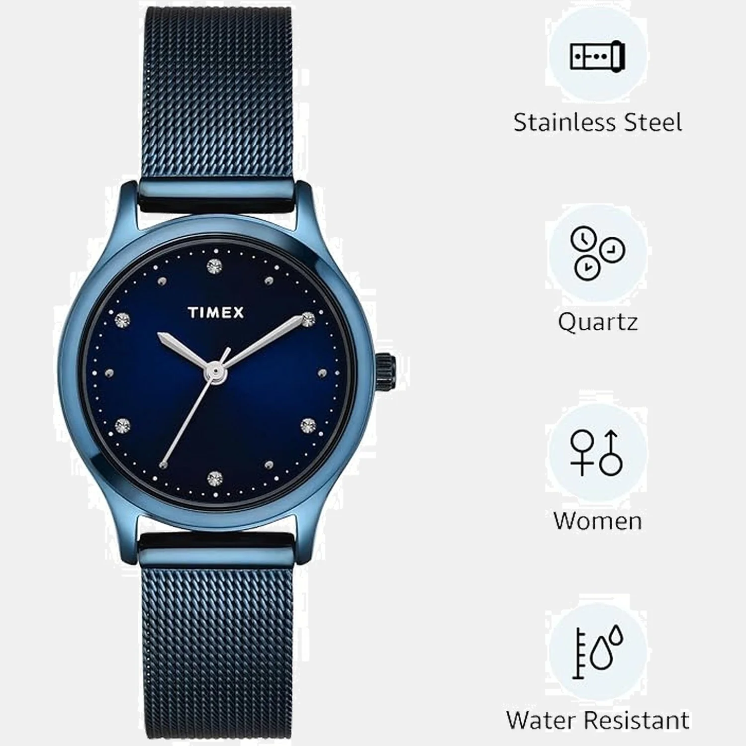 Fashion Women Quartz Blue Dial Analog Stainless Steel Watch TW0TL8717 - Image 2