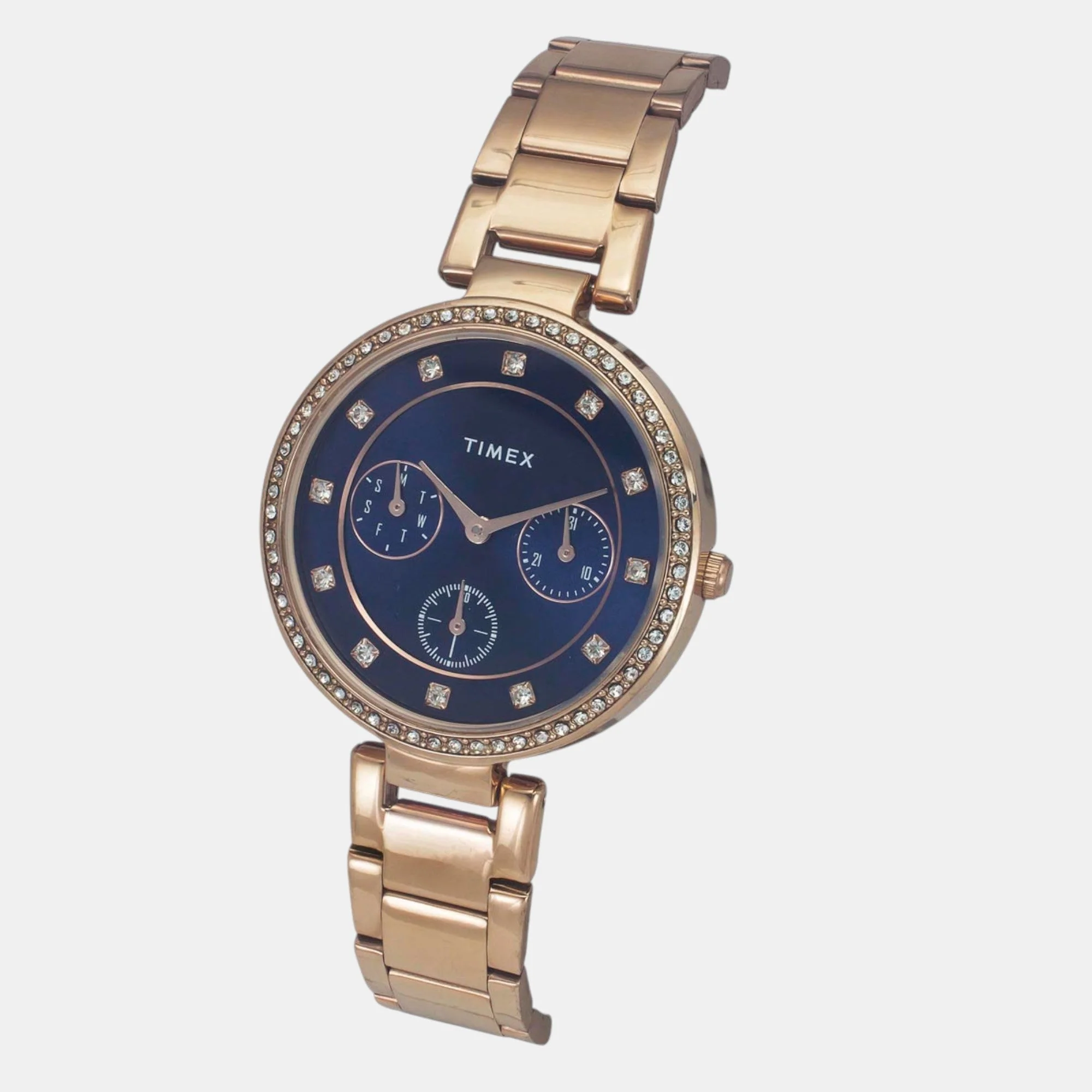 Fashion Women Quartz Blue Dial Multi-Function Stainless Steel Watch TWEL18703 - Image 2