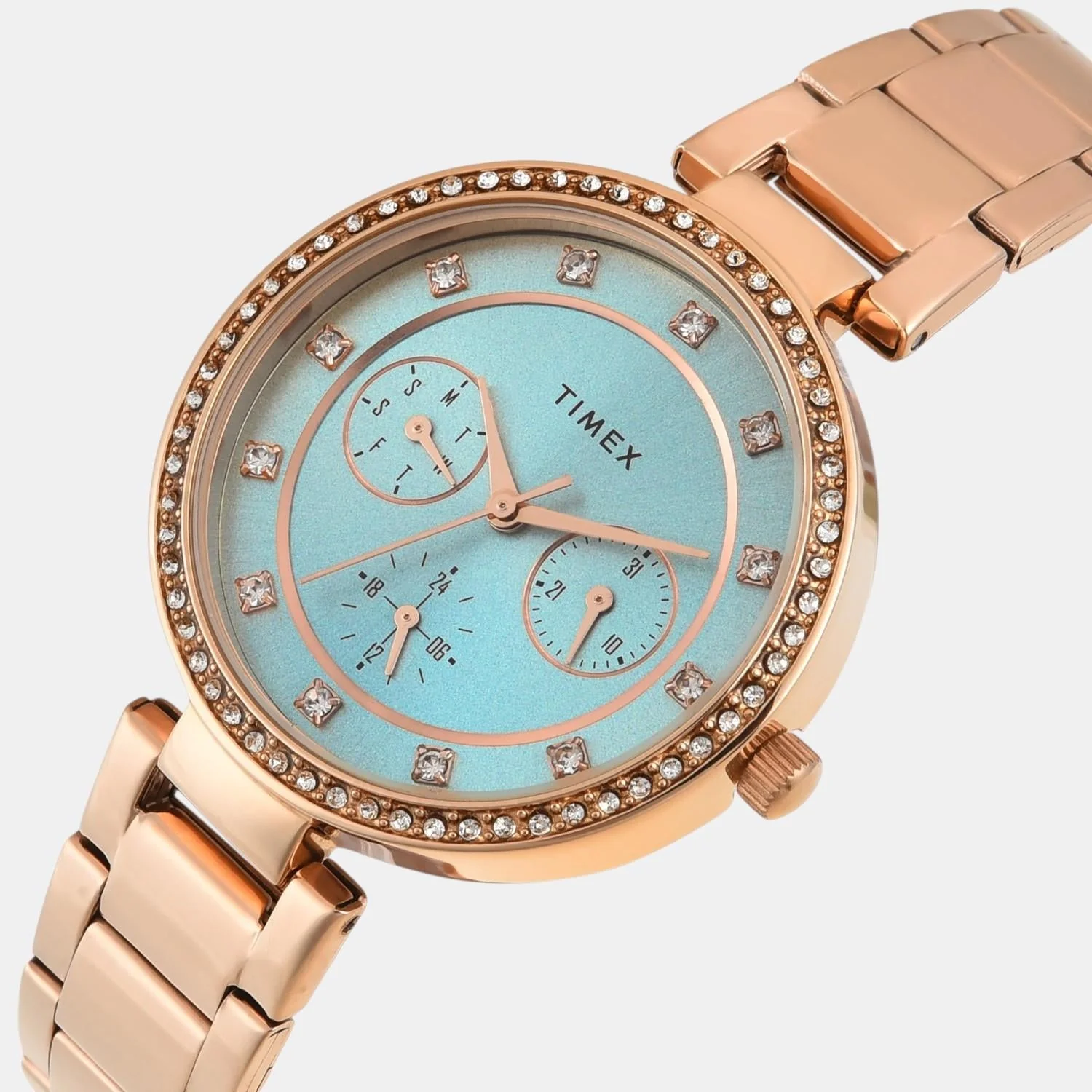 Fashion Women Quartz Blue Dial Multi-Function Stainless Steel Watch TWEL18705 - Image 2