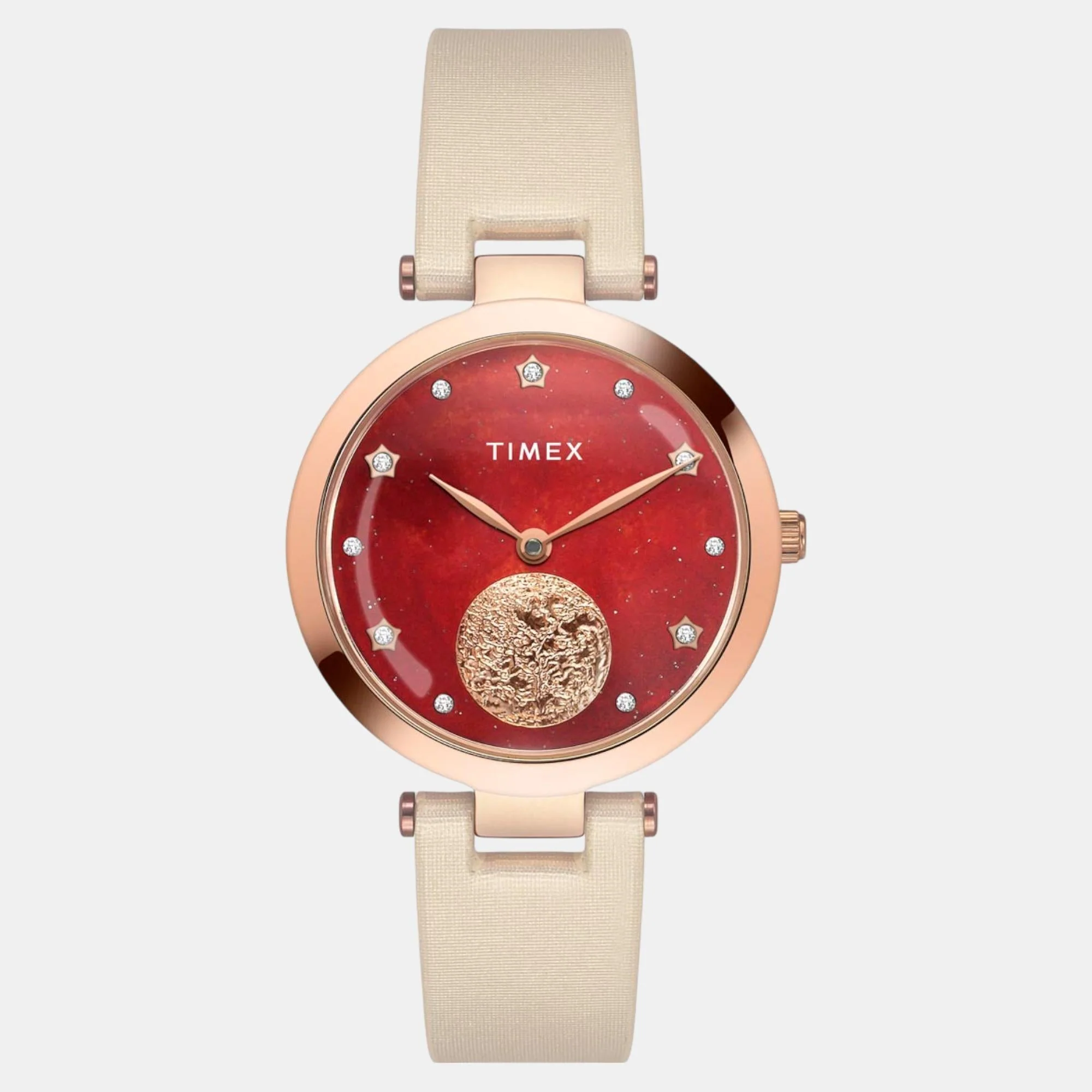 Fashion Women Quartz Orange Dial Analog Leather Watch TWEL19201