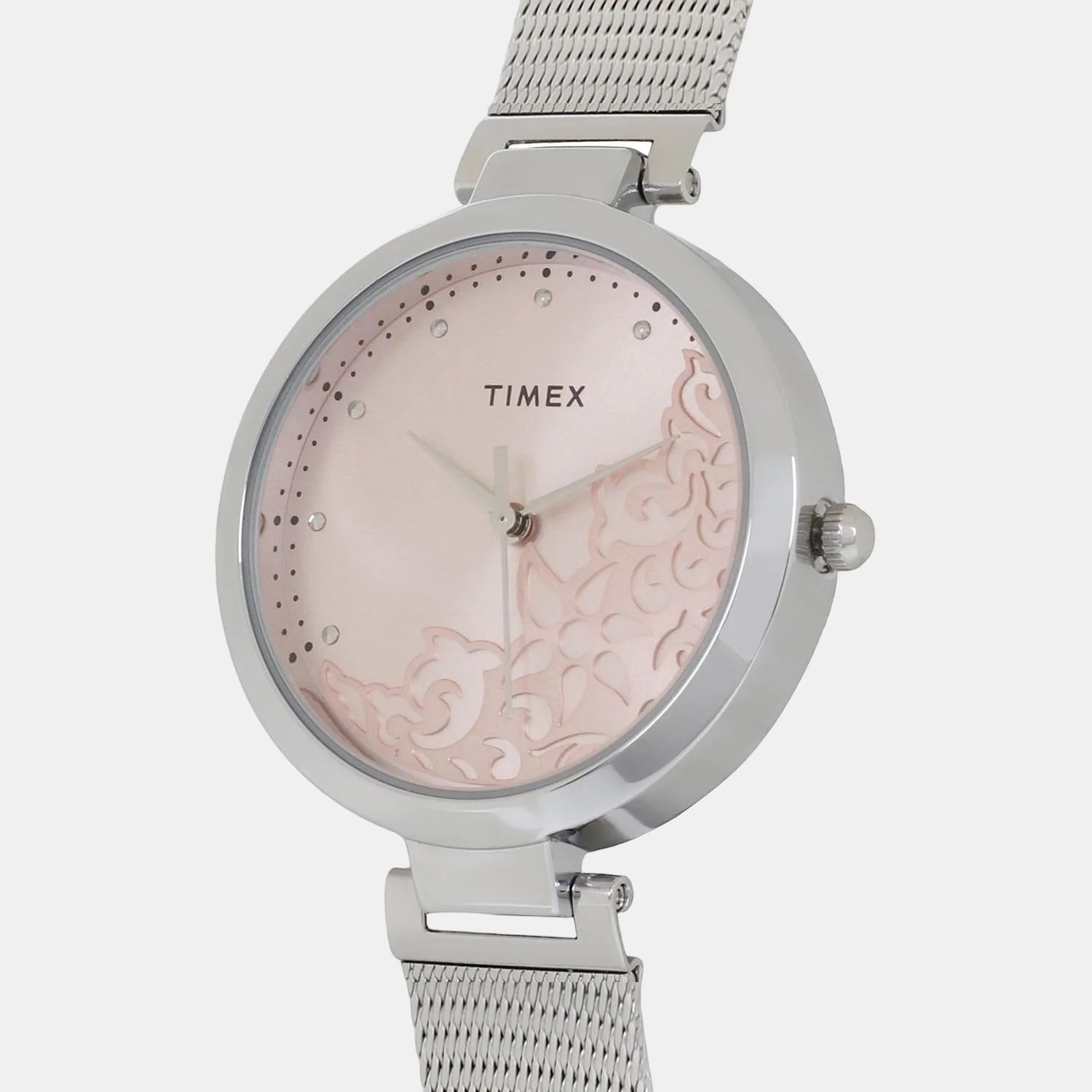 Fashion Women Quartz Pink Dial Analog Stainless Steel Watch TW000X217 - Image 3