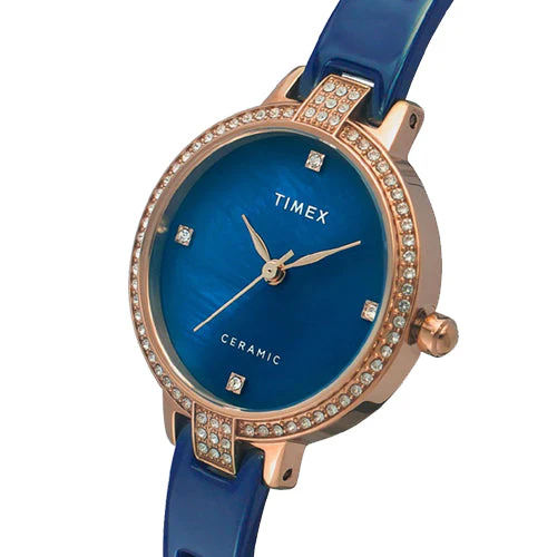 Timex Fashion Women's Blue Mother of Pearl Dial Round Case 3 Hands Function Watch 28mm TWEL15702 - Image 2