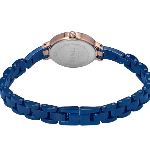 Timex Fashion Women's Blue Mother of Pearl Dial Round Case 3 Hands Function Watch 28mm TWEL15702 - Image 3