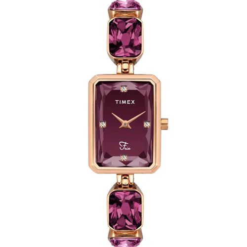 Timex Fria Women Burgundy Rectangular Analog Watch 21mm TWEL16903