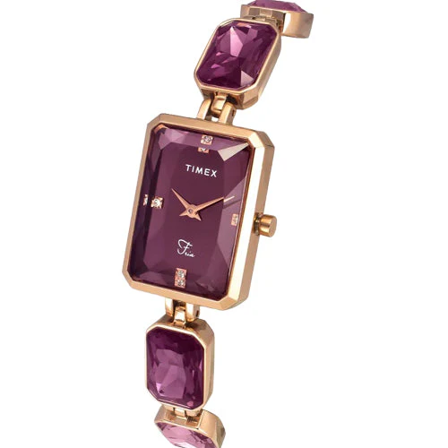 Timex Fria Women Burgundy Rectangular Analog Watch 21mm TWEL16903 - Image 2