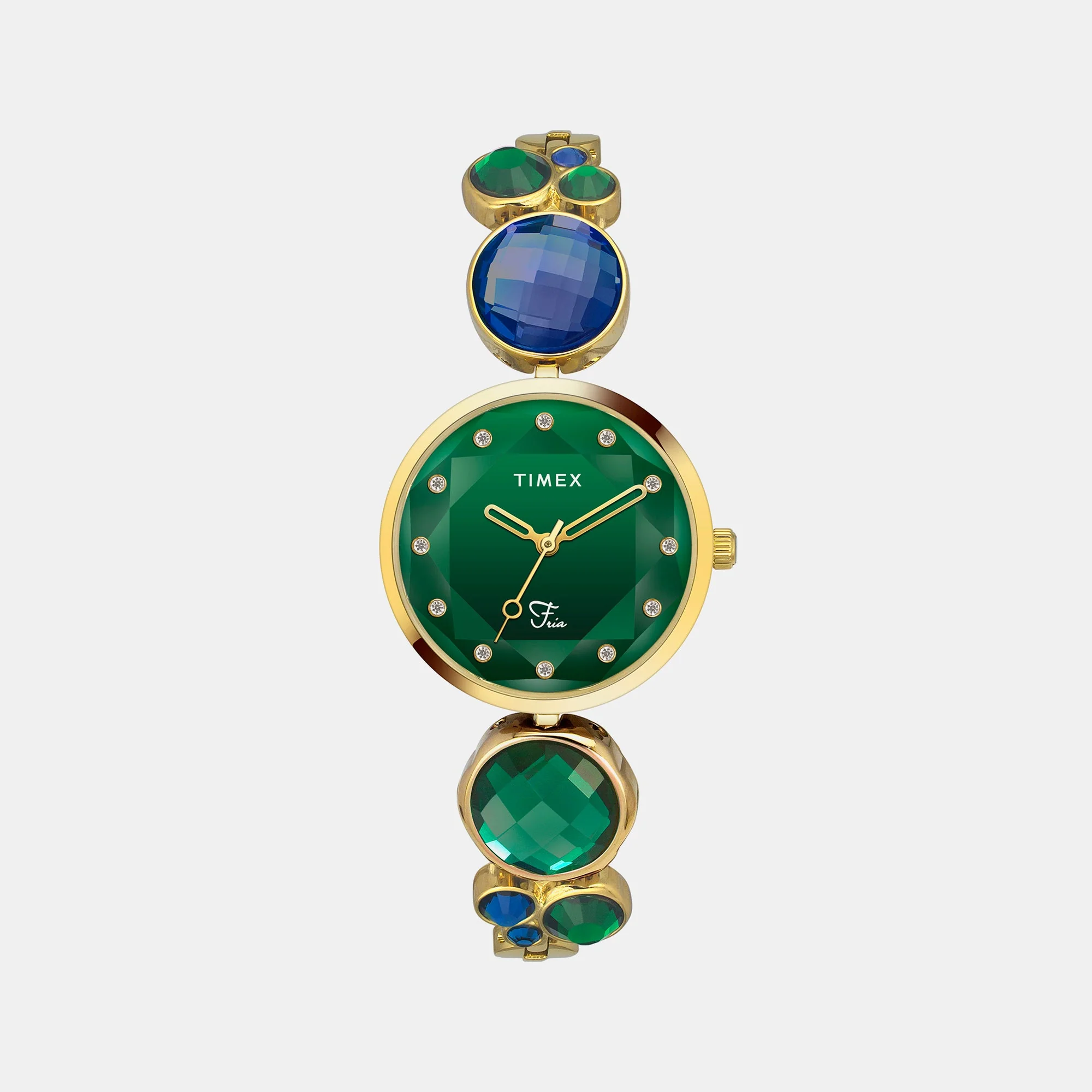Fria Women Quartz Green Dial Analog Brass Watch TWEL17000