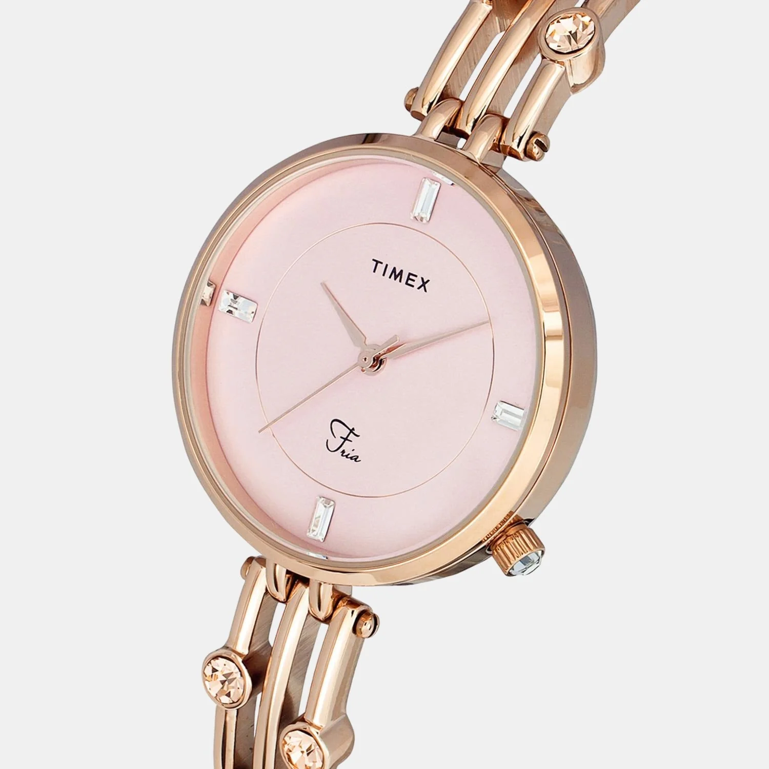 Fria Women Quartz Pink Dial Analog Stainless Steel Watch TWEL16001 - Image 5
