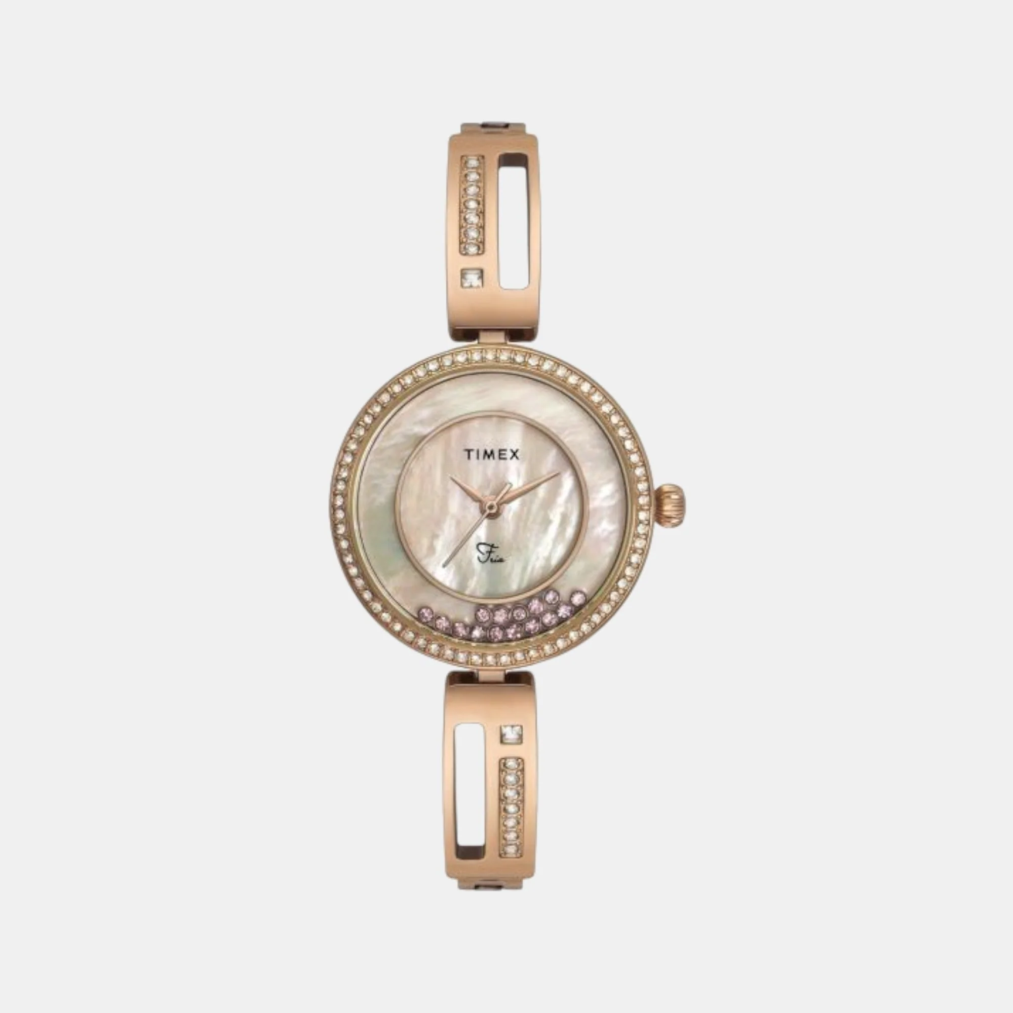 Fria Women Quartz White Dial Analog Brass Watch TWEL16501