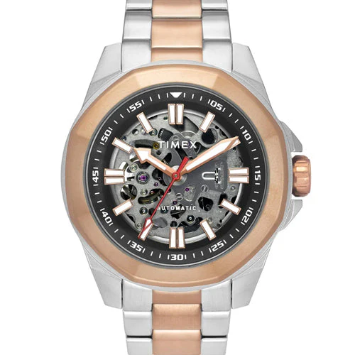 Timex Men Black Round Dial Analog Automatic Watch - TWEG24102 48mm TWEG24102